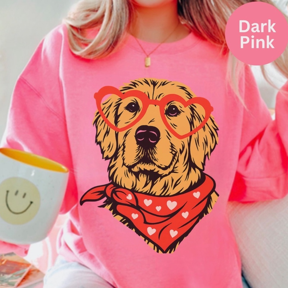 NEW Cute Dog Valentine Graphic Sweatshirt Sweater S-5X Oversized